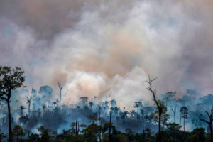 Smoke rises from fires in Altamira, Para state, Brazil last week.