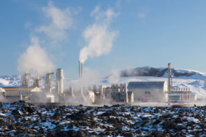 The Svartsengi geothermal power station near Grindavik, Iceland.
