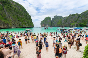 Maya Bay in Thailand attracted 5,000 tourists a day before the government closed the area to allow the ecosystem to recover.
