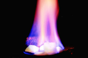 Methane hydrate on fire.