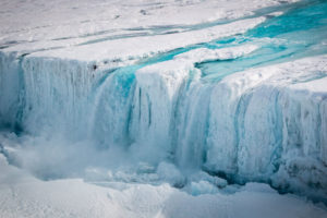 Meltwater flowing off the Nansen Ice Shelf in Antarctica.