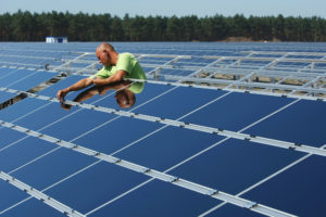 Germany's renewable energy market is shifting from small-scale facilities to larger operations, such as this 70.8-megawatt photovoltaic park in Brandenburg.