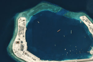 A satellite view of Subi Reef in July 2016 after its transformation into a military hub.