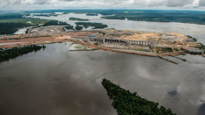 The Belo Monte Dam under construction on the Xingu River, a tributary of the Amazon, in 2015.