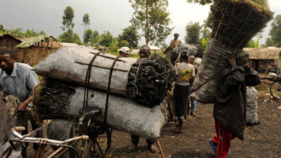 Charcoal dealers in Democratic Republic of the Congo's North Kivu province, where much of the charcoal is produced from trees in Virunga National Park.