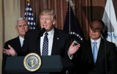 President Trump at the signing of his executive order on energy independence March 28, 2017.