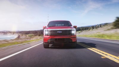 The 2022 Ford F-150 Lightning, an all-electric version of Ford's best-selling F-150.