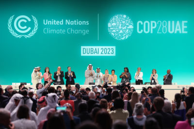 The closing plenary at the UN climate conference in Dubai, December 13, 2023.