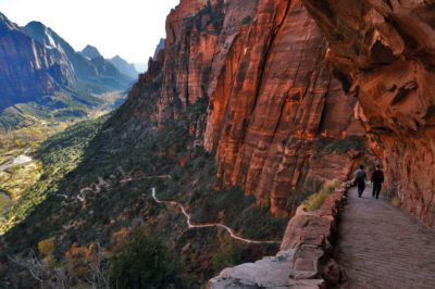Hikers near Angels Landing in Zion National Park, one of the areas that could institute higher entrance fees under a proposed policy by the Park Service. 