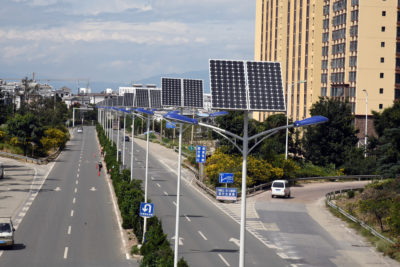Solar panels in Dali City, Yunnan, People's Republic of China.
