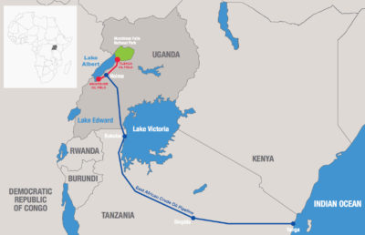 The East African Crude Oil Pipeline will stretch 900 miles from Lake Albert in Uganda to the Tanzanian port of Tanga on the Indian Ocean.