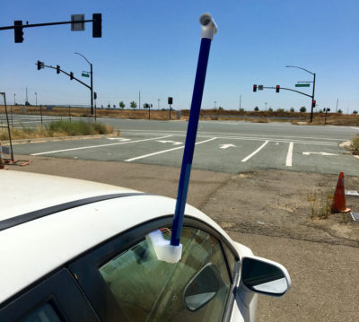 A mobile sensor collects temperature data in suburban Sacramento this summer.
