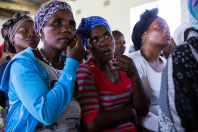 Residents at a community meeting in Xolobeni held to discuss opposition to the proposed strip mine.