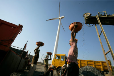 A wind turbine in the west-central Indian state of Maharashtra.