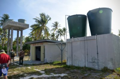 Water tanks in the Marshall Islands, part of a Green Climate Fund project to build drought resilience. 