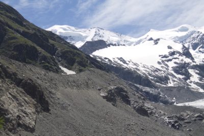 A view of the Morteratsch glacier in Switzerland.