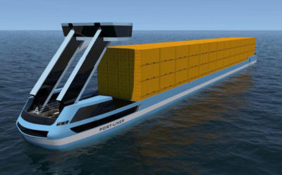 An all-electric, driverless canal barge by the Dutch company Port-Liner is expected to start navigating between Amsterdam, Antwerp, and Rotterdam in the summer of 2018. 