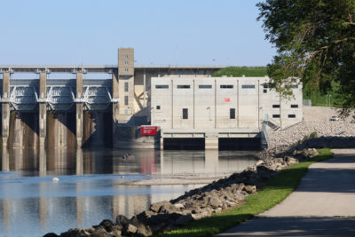 The Red Rock Hydroelectric Project on the Des Moines River in Iowa.