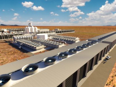 A rendering of the Stratos direct air capture plant now being built by 1PointFive in Texas.