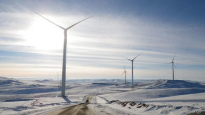 Mongolia aims to get 20-25 percent of its electricity from renewable sources by 2020, such as from the 50-megawatt Salkhit Wind Farm, pictured here, completed in 2013.