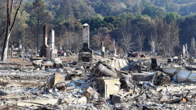 Homes in Santa Rosa, California destroyed by the Tubbs Fire in 2017.