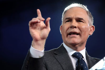 EPA administrator Scott Pruitt speaking at the 2017 Conservative Political Action Conference (CPAC) in National Harbor, Maryland.