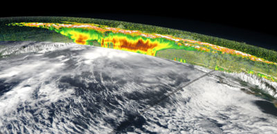 Using a combination of cloud data, such as this satellite observation of a tropical storm over South America, and "machine learning" could help to fine-tune climate models.