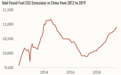 Total CO2 emissions from coal, gas, oil, and concrete production from 2012 to the first half of 2019.