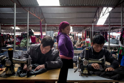 A garment factory in the Vietnamese province of Ha Giang, just across the border from China, which has been offshoring its manufacturing to  other countries.
  