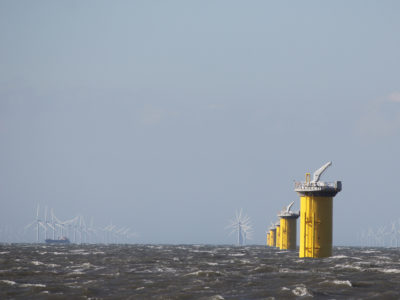 The construction of new 8MW turbines in the Irish Sea.