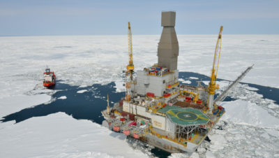 Exxon Mobil’s Orlan platform in the Arctic Ocean. The future of oil drilling in U.S. Arctic waters is expected to come before federal courts.
  