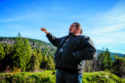 Yurok Tribe vice-chair Frankie Joe Myers on land purchased with the help of conservation groups.