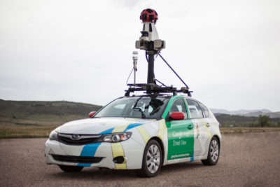 A Google Street View car equipped with a mobile methane analyzer to track natural gas leaks on city streets.