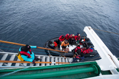 Evacuation was done with Zodiacs on August 25, a rescue option that would not have been possible had there been high winds and ice near the ship.