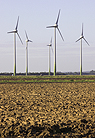 Wind turbines on farm land