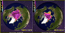 Minimum summer sea ice Arctic 1979 2011
