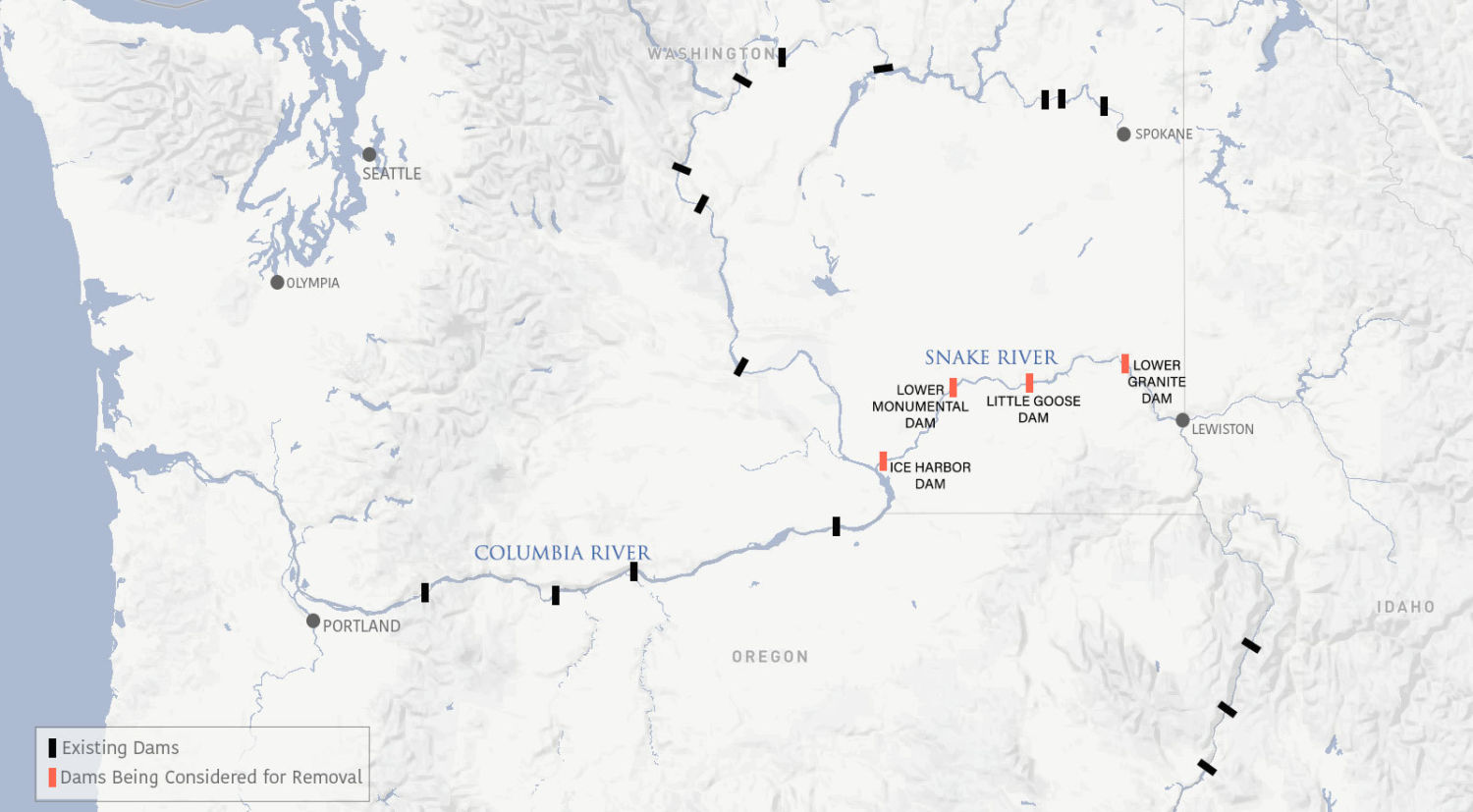 Columbia River Dams Map On The Northwest's Snake River, The Case For Dam Removal Grows - Yale E360