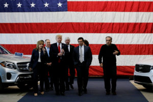 President Trump with U.S. auto industry executives and EPA Administrator Scott Pruitt (second from left) in Ypsilanti, Michigan. 