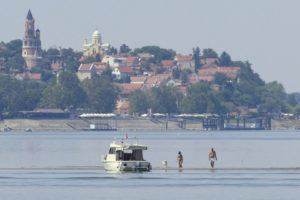 Low water levels on the Danube River in Belgrade, Serbia on August 15, 2022.
