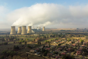 The coal-fired Hendrina Power Station next to the town of Pullen's Hope, Mpumalanga province, South Africa.