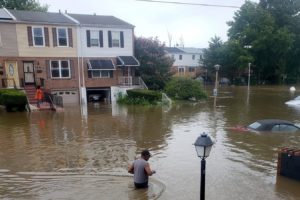 Buist Avenue in Eastwick, Philadelphia, which was under four feet of water during Tropical Storm Isaias in August 2020.