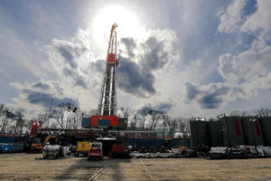 A shale gas drilling rig in St. Marys, Pennsylvania.