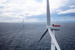 Floating turbines at the Hywind Scotland project in the North Sea.