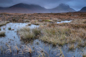 Peat bogs on the Isle of Skye, Scotland.