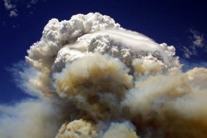 A pyrocumulonimbus cloud forms over the Willow Fire near Payson, Arizona in July 2004.