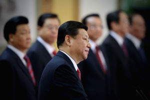 Chinese President Xi Jinping with senior members of the ruling Communist Party.