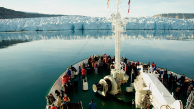 Passengers aboard the Akademik Ioffe, a Russian research-cruise ship, in the Canadian Arctic in August, 2014.