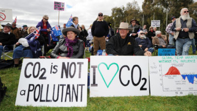 An anti-climate action rally in Australia.
