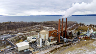 The Greenidge Generation Bitcoin mining facility, located in a former coal plant on the shore of Seneca Lake, New York.