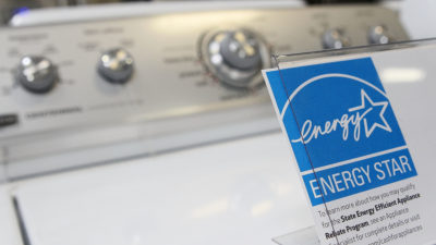 An Energy Star label displayed on washing machine at a Best Buy store in Marin City, Calif.